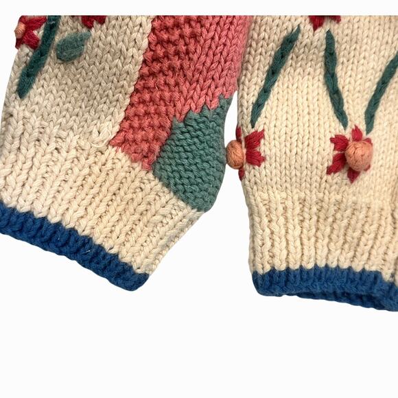 Belle Pointe Vintage 90's Cardigan 'Welcome' w/Floral Design and Basket Accent - Picture 9 of 12